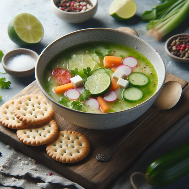 Sopa Fria com Bolacha de Arroz