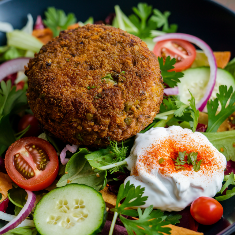 Croquete de Lentilhas com Salada Colorida