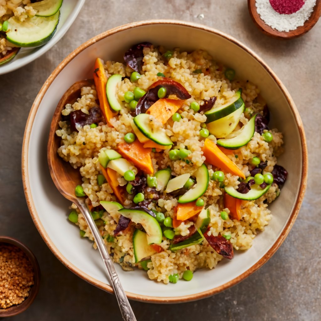 Cuscuz de Quinoa com Legumes e Ervilha Fresca