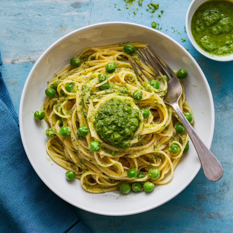 Macarrão com Pesto de Ervilha