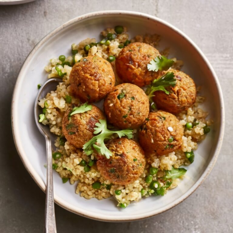 Quinoa Germinada com Falafel e Espaguete de Abobrinha