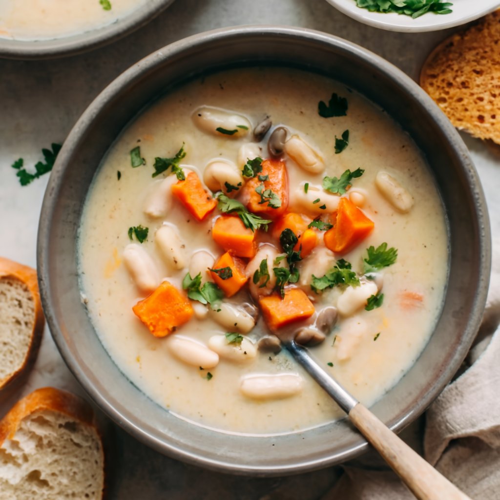 Sopa de Feijão Branco com Batata Doce