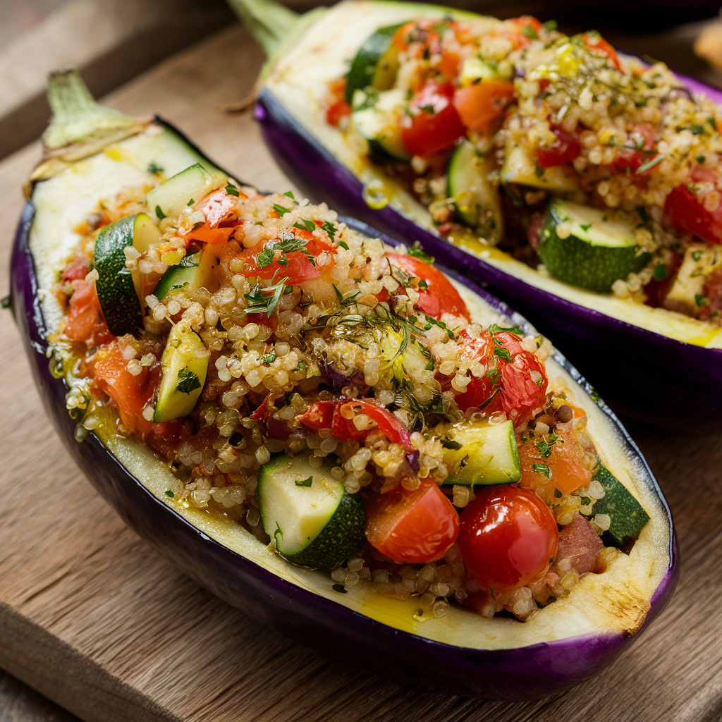 Berinjela Recheada Com Quinoa E Vegetais Escola Vegana Com