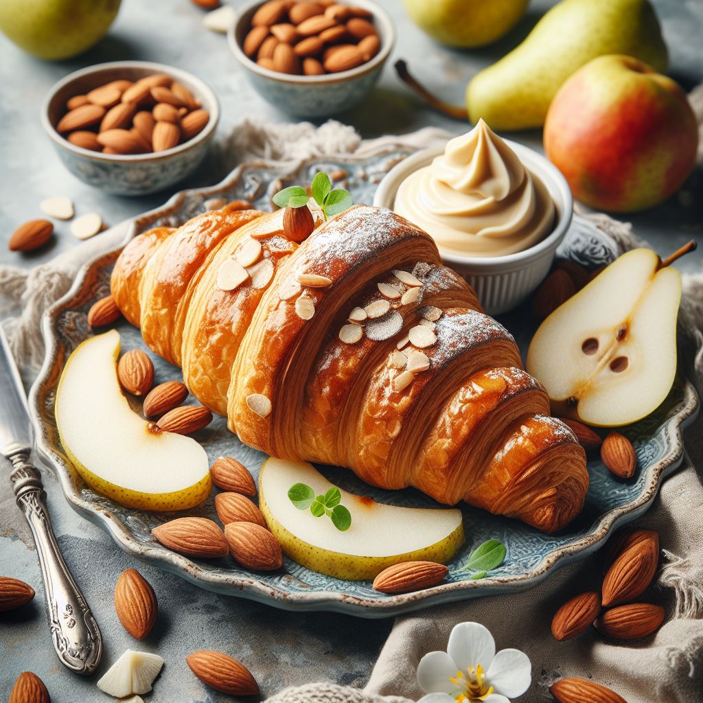 Croissants Veganos com Creme de Amêndoas e Pêra