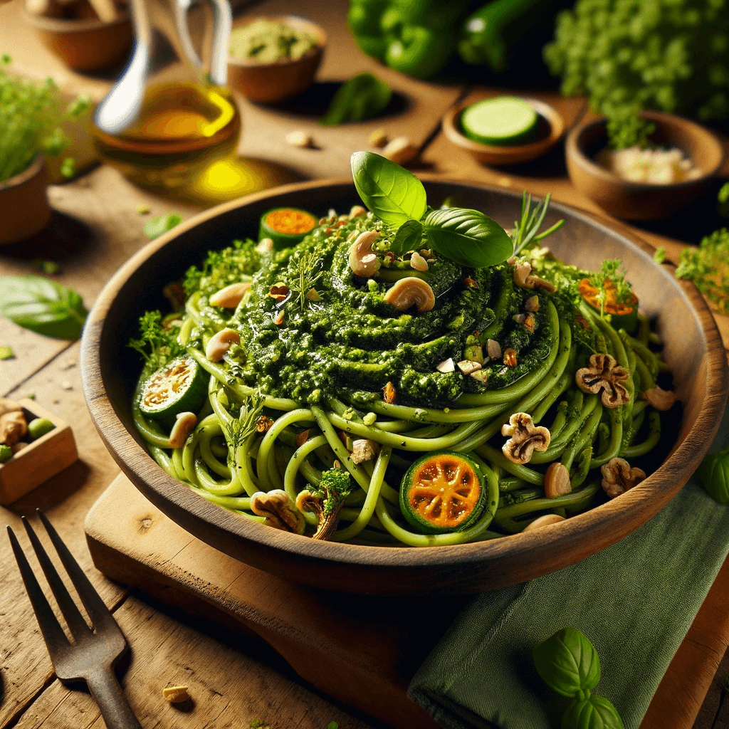 Espaguete de Abobrinha Fitness ao Molho Pesto Vegano