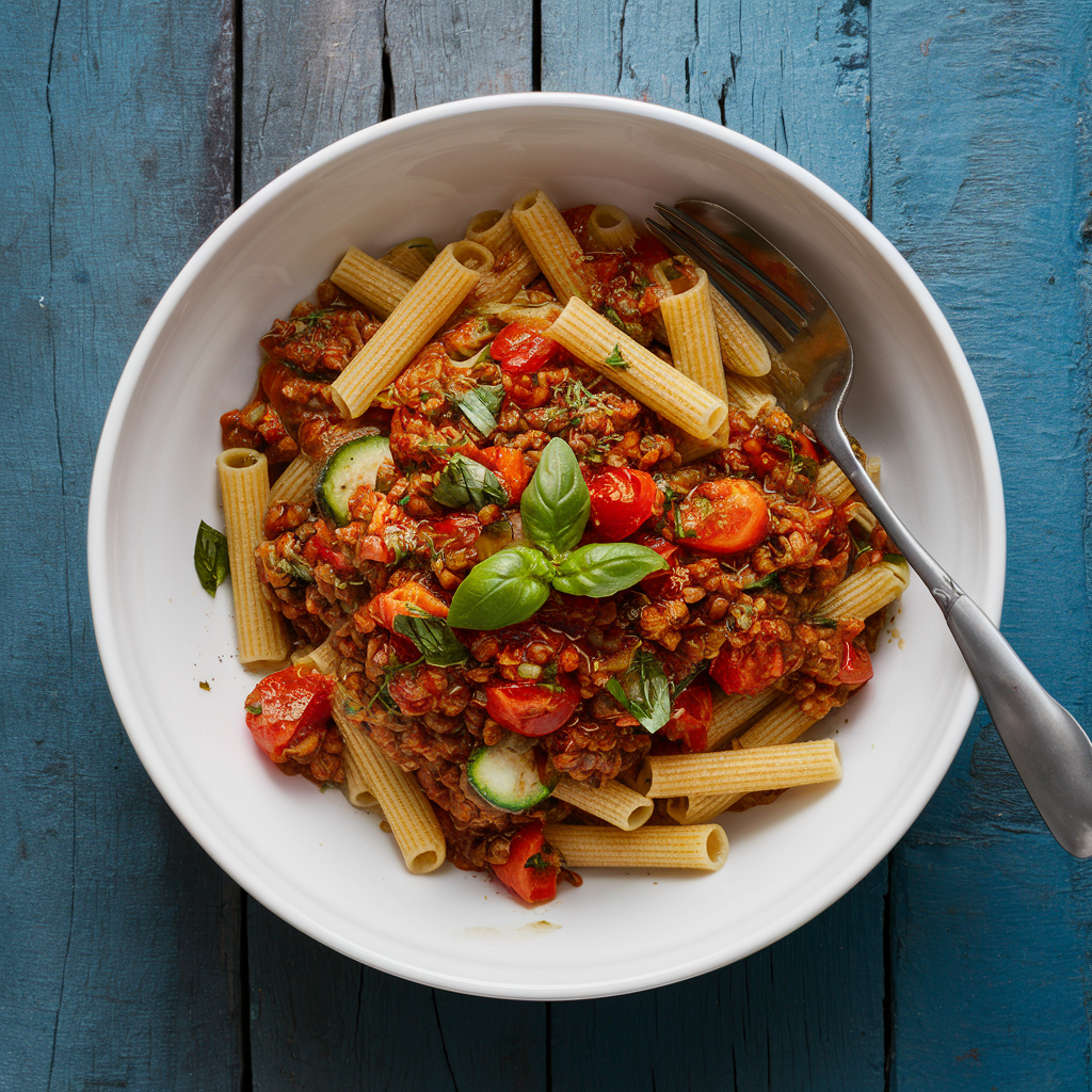 Macarrão Integral com Bolonhesa de Lentilha