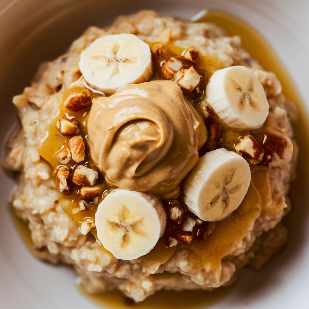 Mingau de Aveia Proteico com Manteiga de Amendoim e Banana