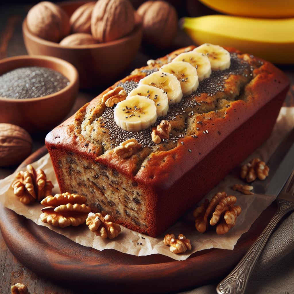 Pão de Banana Vegano com Chia e Nozes