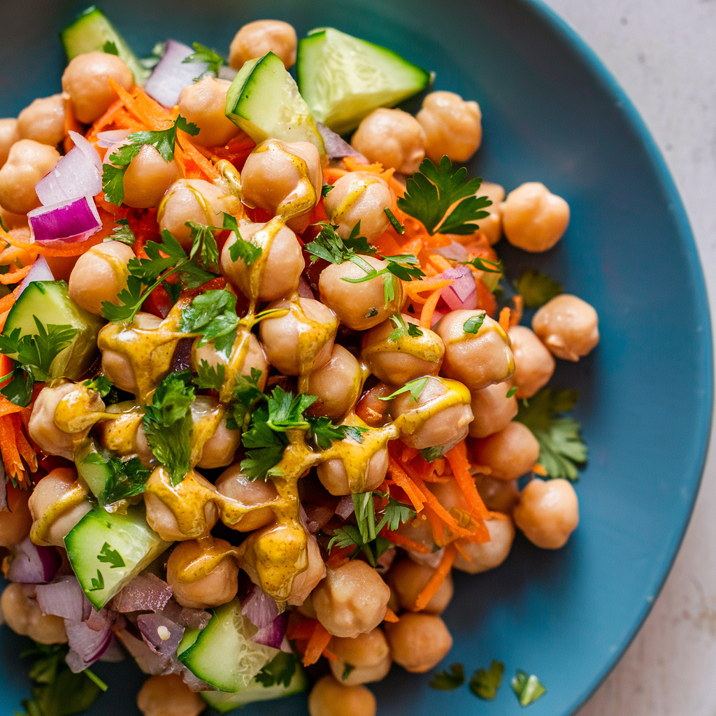 Salada de Grão-de-Bico com Molho de Tahine