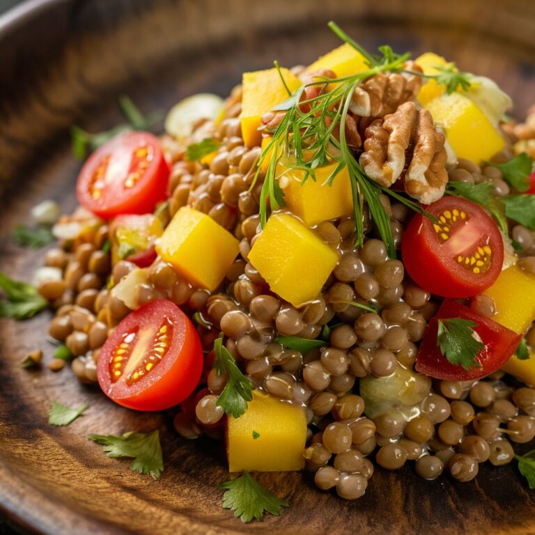 Salada de Lentilha com Manga e Nozes