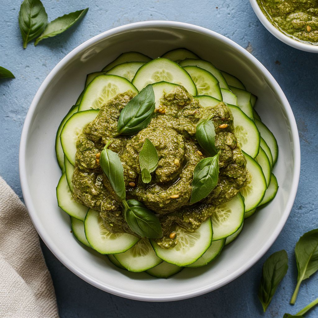 Snack de Pepino com Pesto de Manjericão e Gergelim