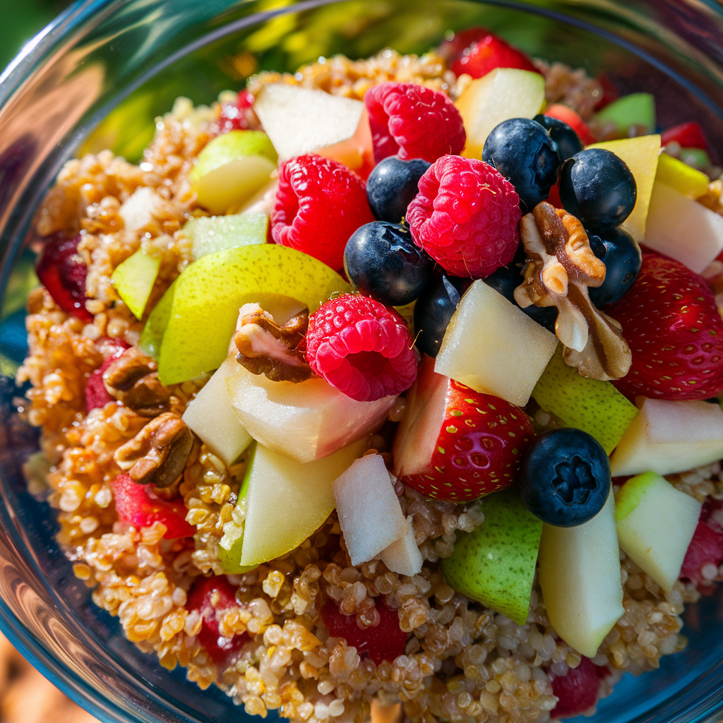 Tigela Fitness de Quinoa com Frutas e Nozes