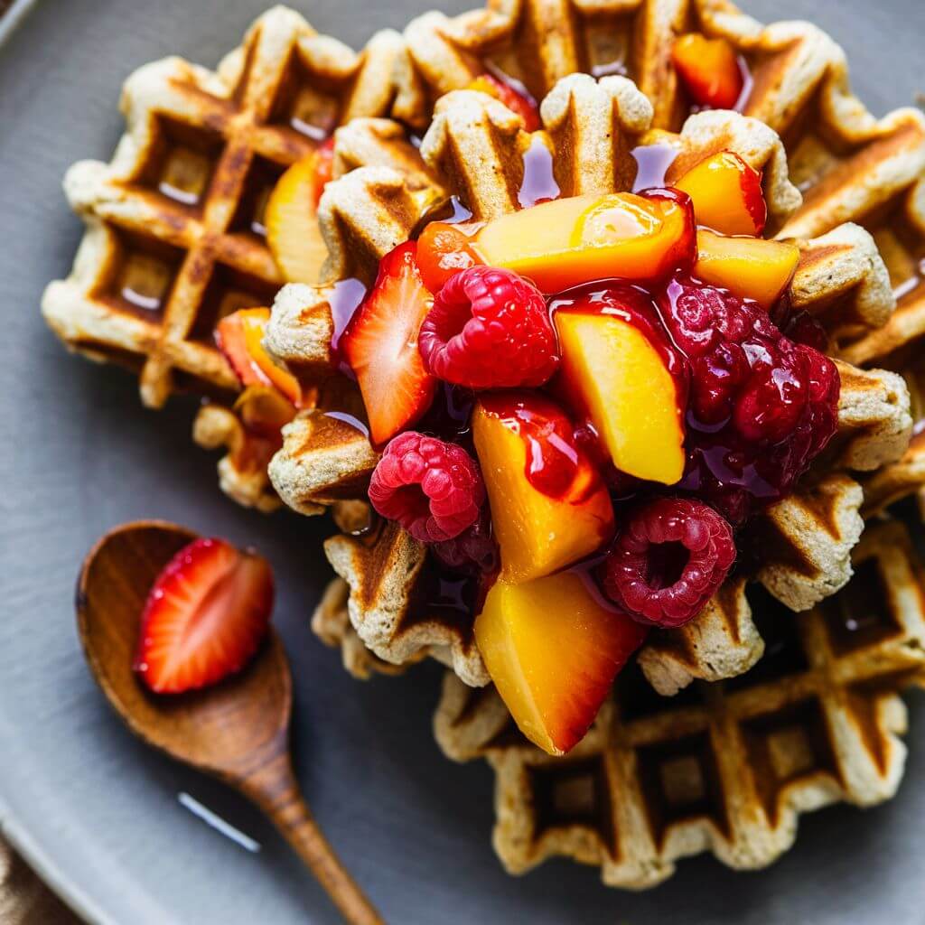 Waffles Veganos com Compota de Frutas da Estação