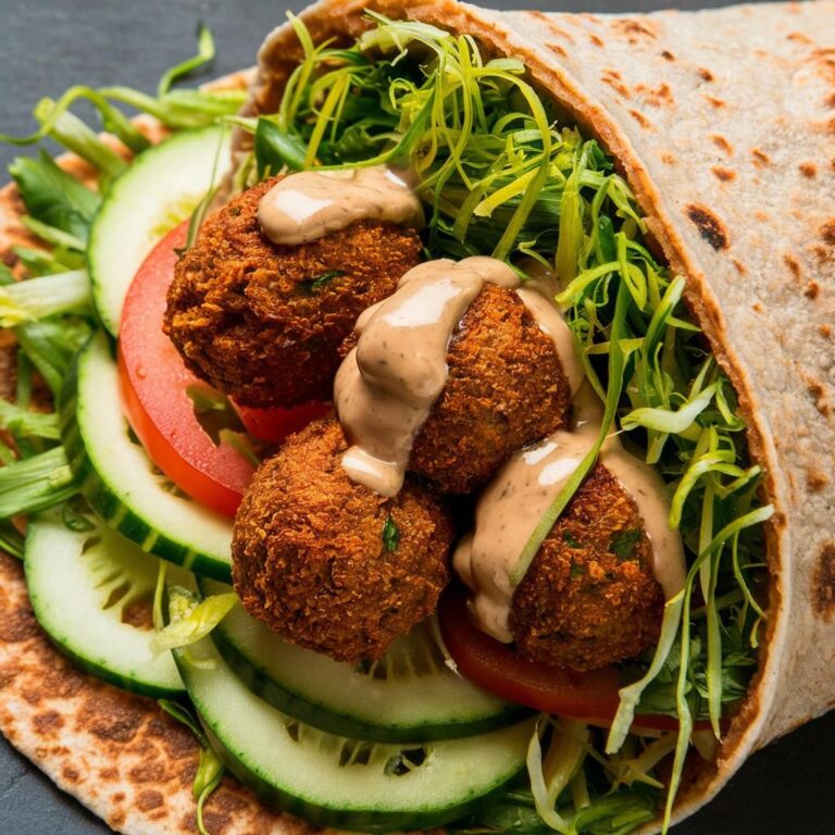 Wrap Fitness de Falafel com Molho Tahine Vegano