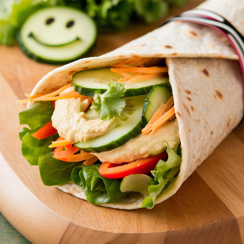 Wrap Fitness de Hummus e Vegetais Crocantes