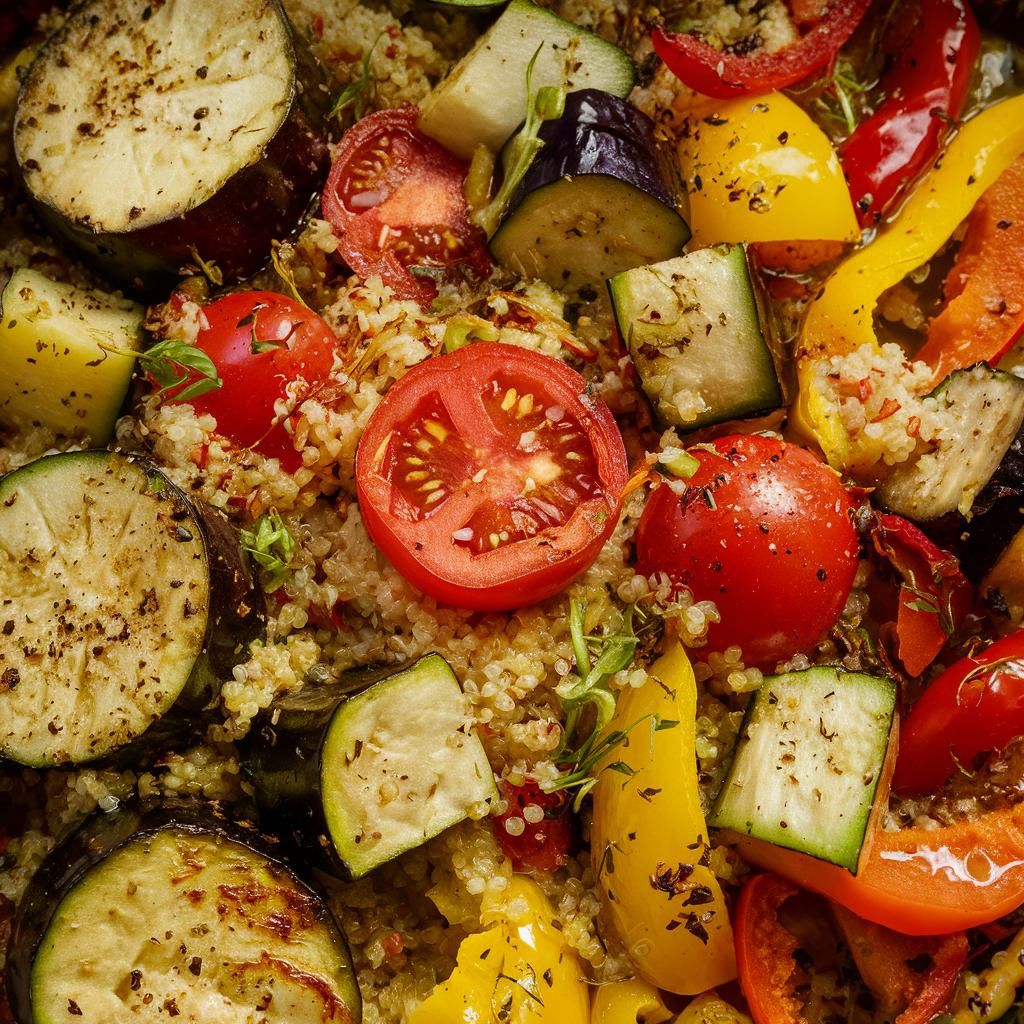 Assado de Vegetais Mediterrâneos com Quinoa