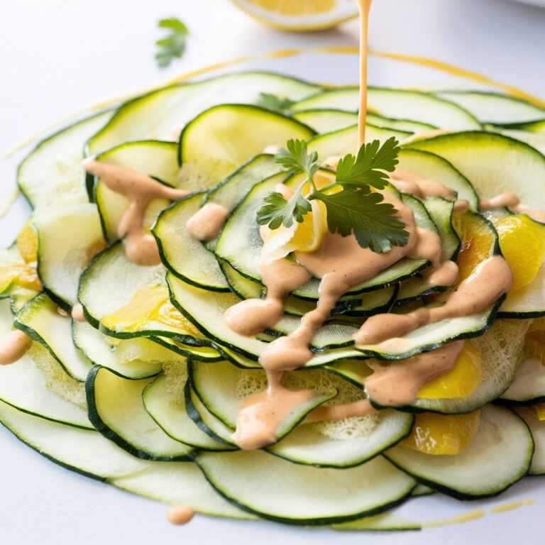 Carpaccio de Abobrinha com Molho de Tahine e Limão Vegano Low Carb Fitness