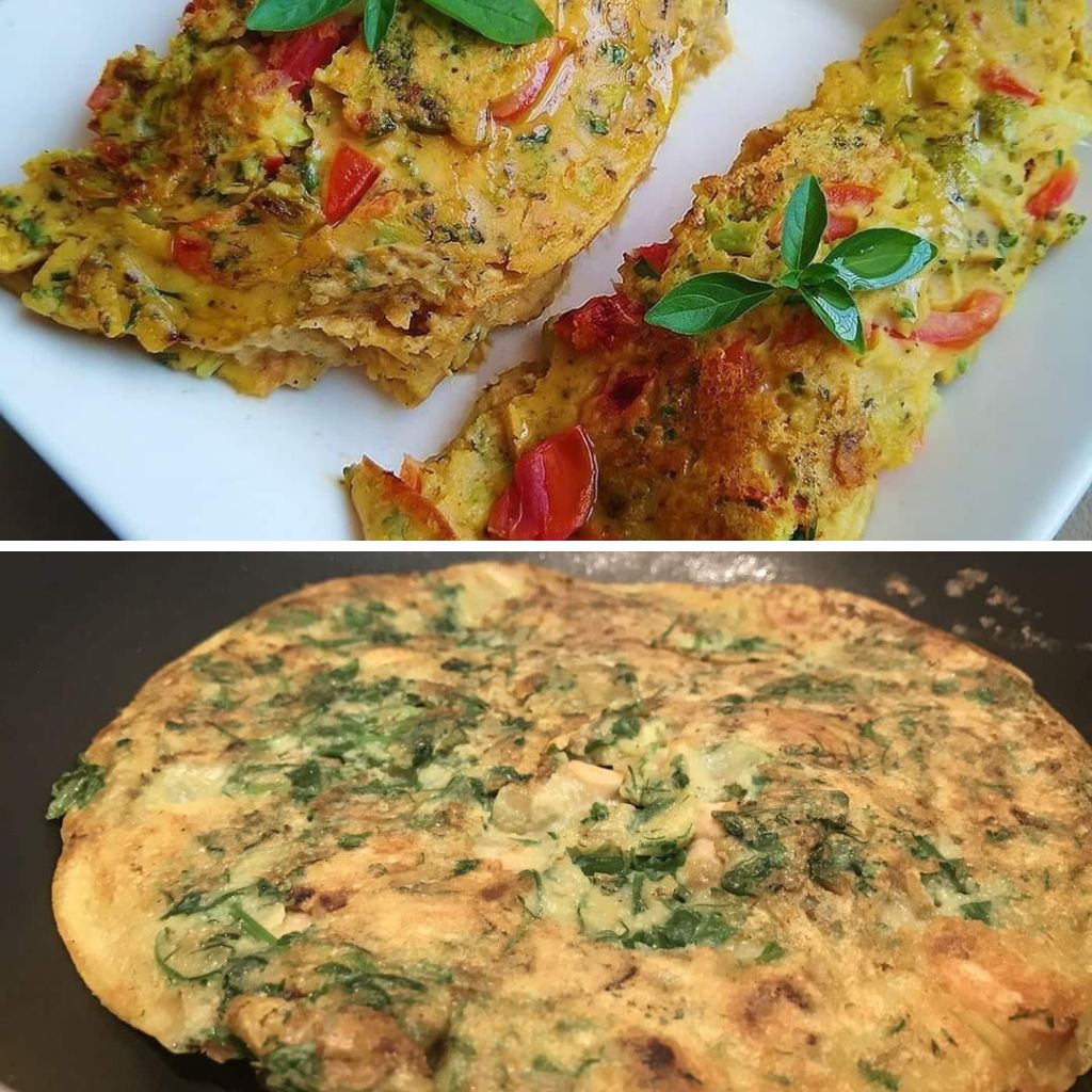 Omelete de Farinha de Grão-de-Bico com Vegetais Low Carb Fitness Vegana