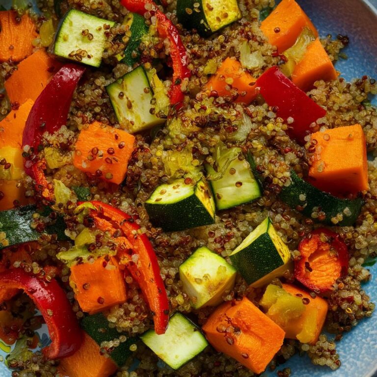 Quinoa Colorida com Legumes Assados Sem Glúten Vegano