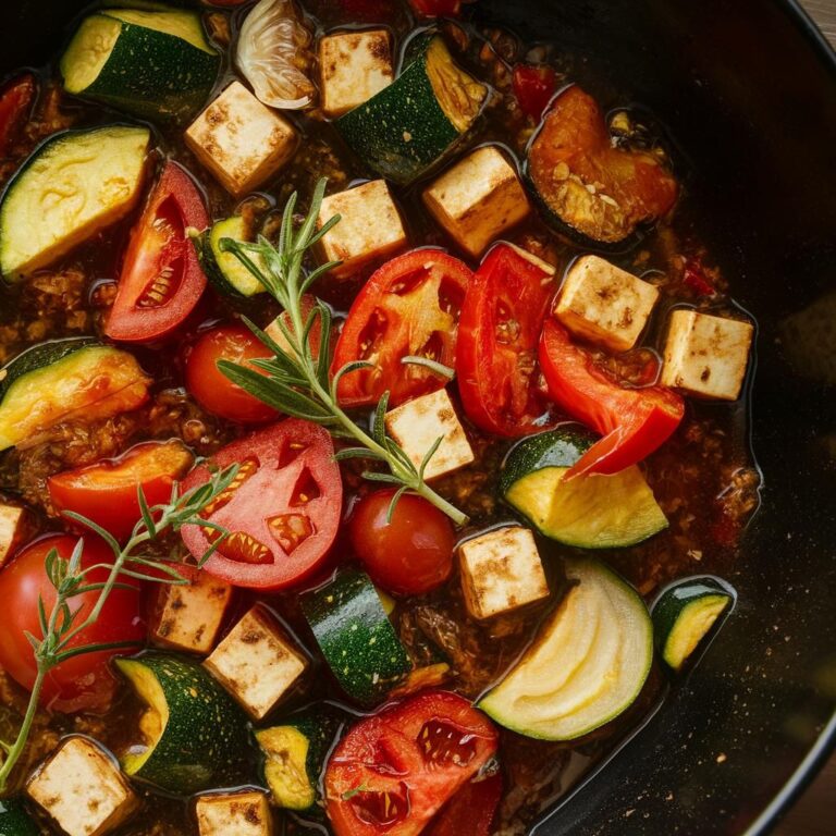 Ratatouille com Tofu Marinado Fitness Vegano