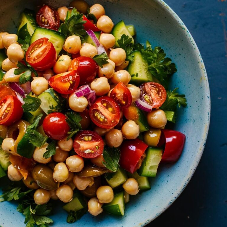 Salada Mediterrânea de Grão de Bico Fitness Vegana