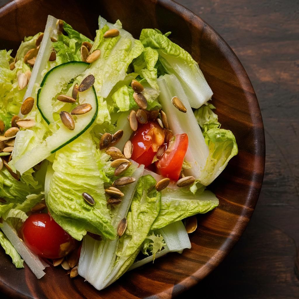 Salada de Alface com Pepino, Tomate e Sementes de Girassol Veganas Low Carb Fitness