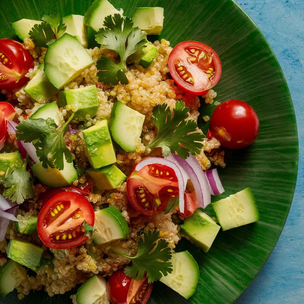 Salada de Quinoa e Abacate Fitness Vegana