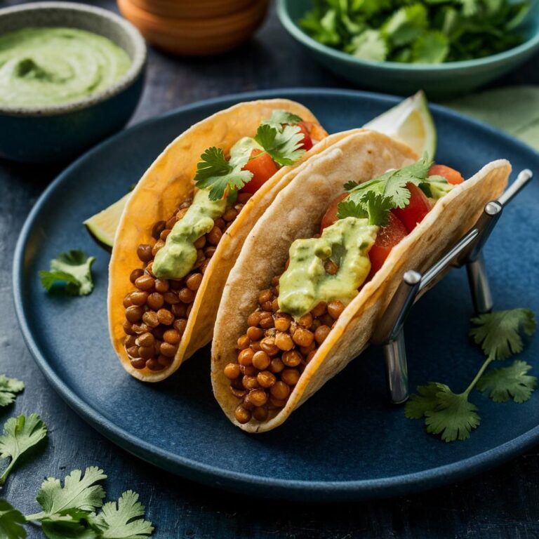 Tacos de Lentilha com Molho de Abacate Fitness Vegano