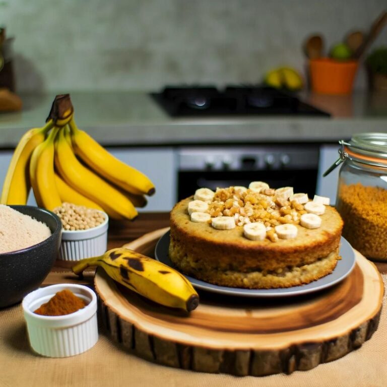 Torta de Banana e Pasta de Amendoim Vegana Fitness