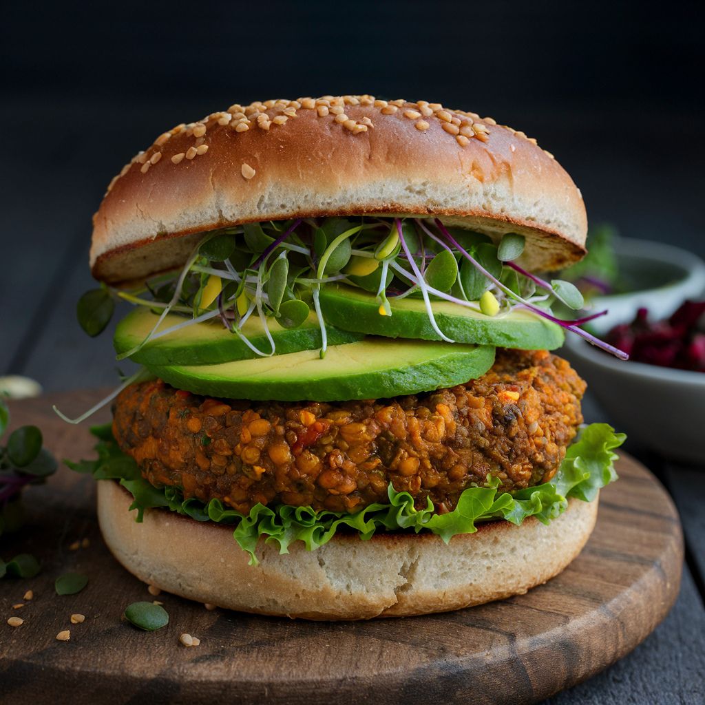 Veganburguer com Abacate e Salada