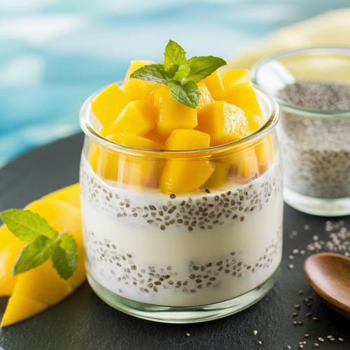 Pudim de Chia com Manga Vegano Fitness