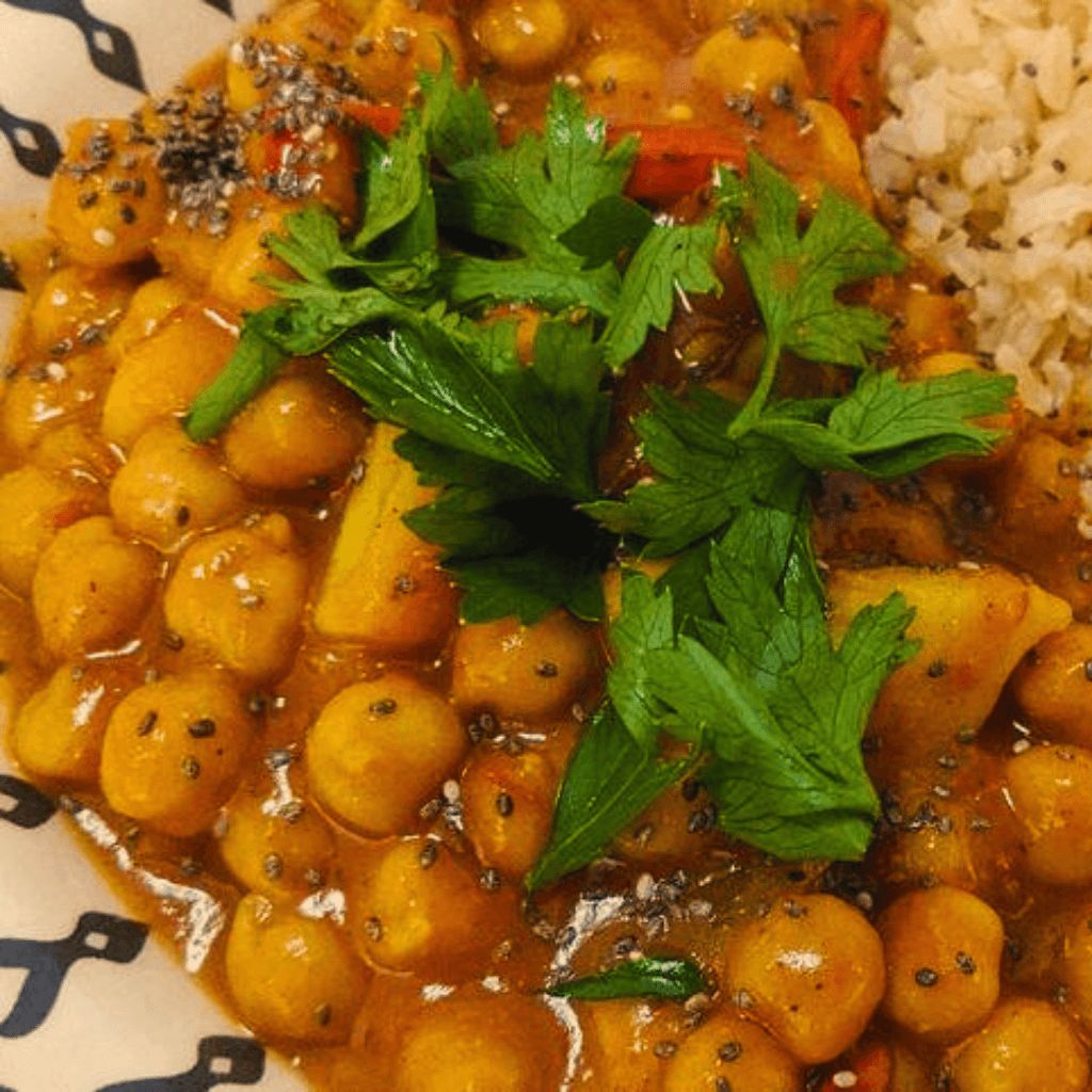 Curry de Legumes com Grão-de-bico Vegano Fitness