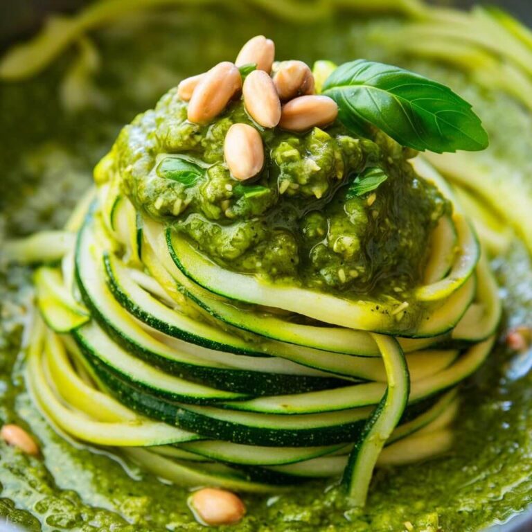 Macarrão de Abobrinha com Pesto de Nozes Vegano e Low Carb