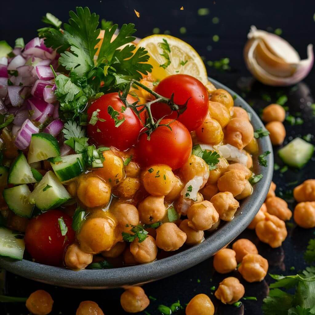 Salada de Grão-de-Bico com Tomate-Cereja Vegana Fit