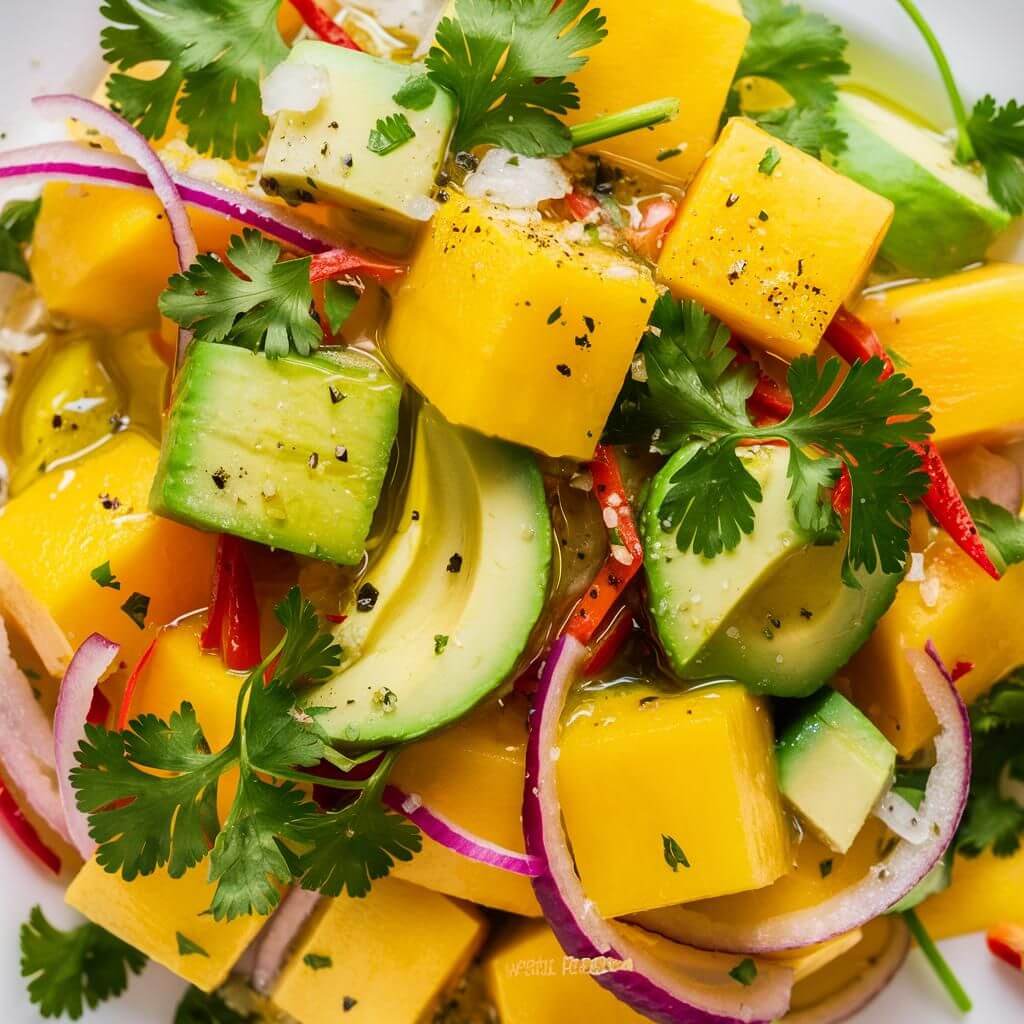 Salada de Manga com Abacate Vegana Fit