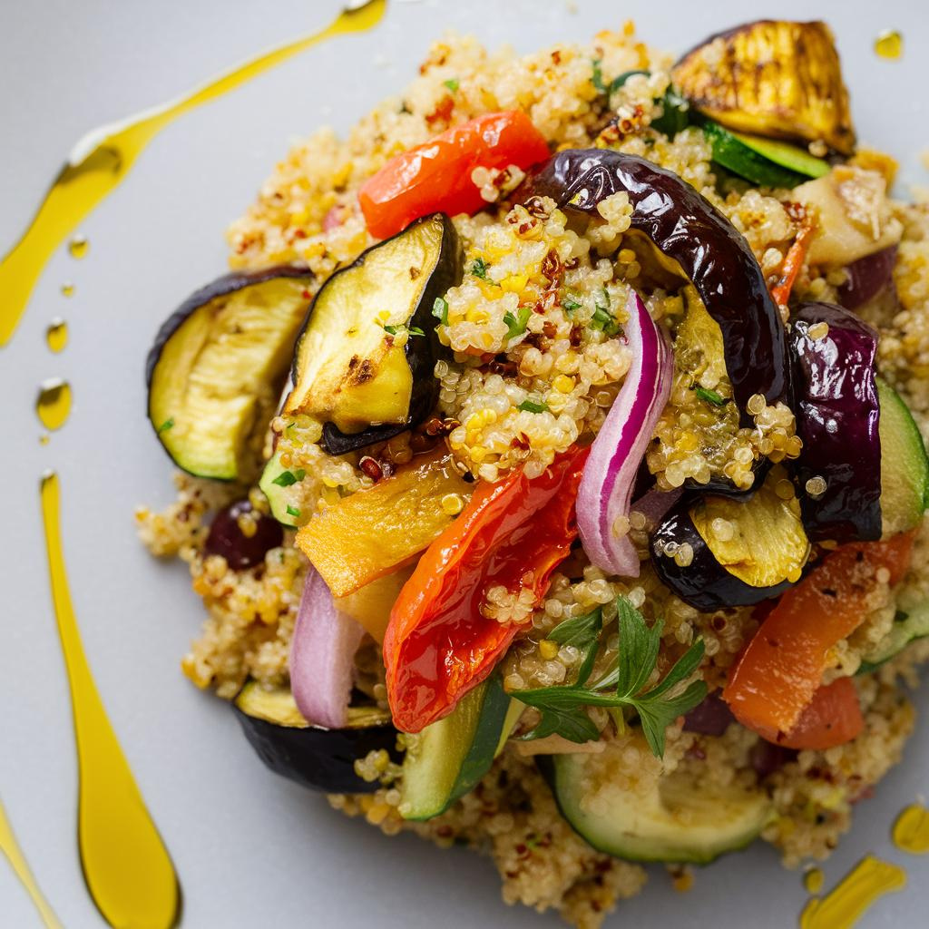 Salada de Quinoa com Legumes Assados Vegana e Sem Glúten