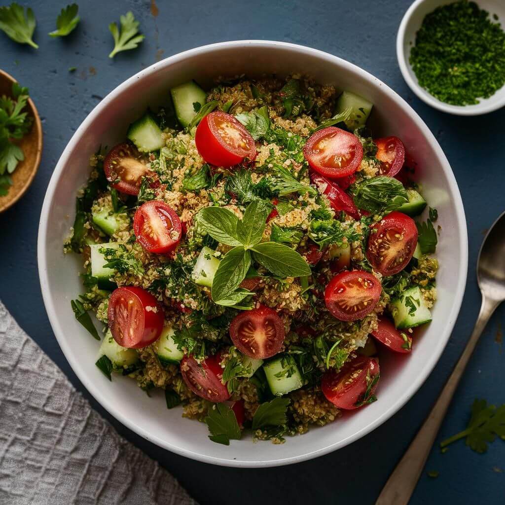 Tabule de Quinoa com Legumes Vegano e Sem Glúten