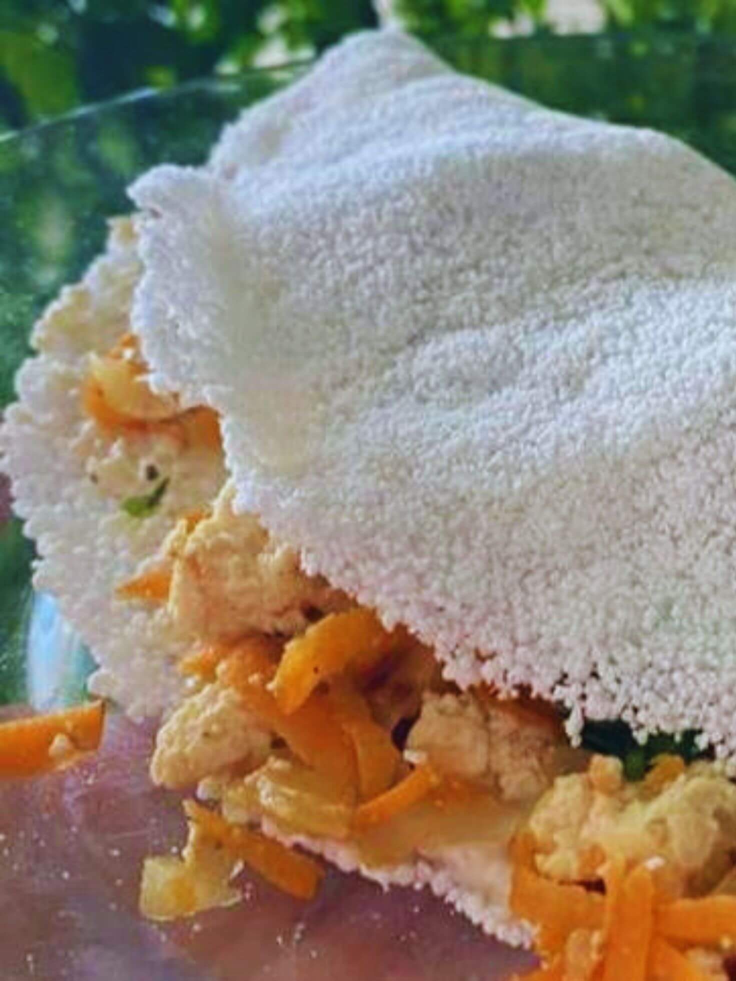 Tapioca Recheada com Tofu Mexido Vegana e Sem Glúten