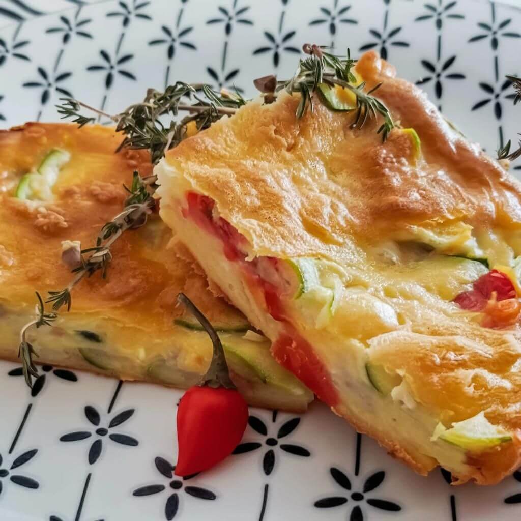 Torta de Abobrinha e Tomate-Cereja Vegana e Low Carb