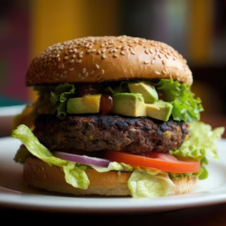 Hambúrguer de Feijão Preto com Abacate Vegano