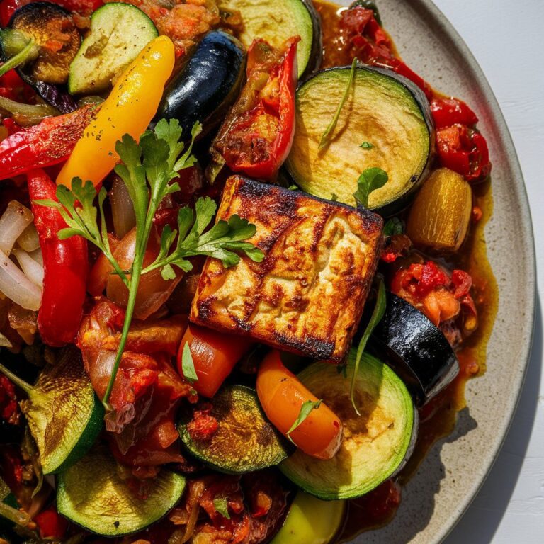 Ratatouille com Tofu Grelhado Vegano e Low Carb