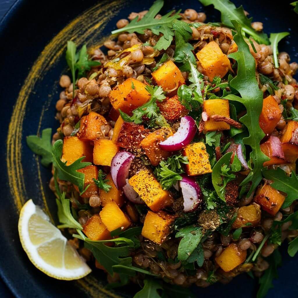 Salada de Lentilha com Abóbora Vegana e Fitness