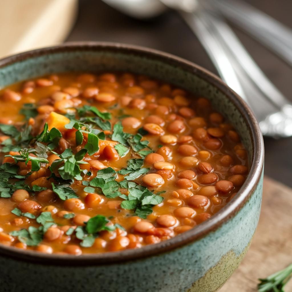 Sopa de Lentilha Vermelha com Batata-doce Vegana