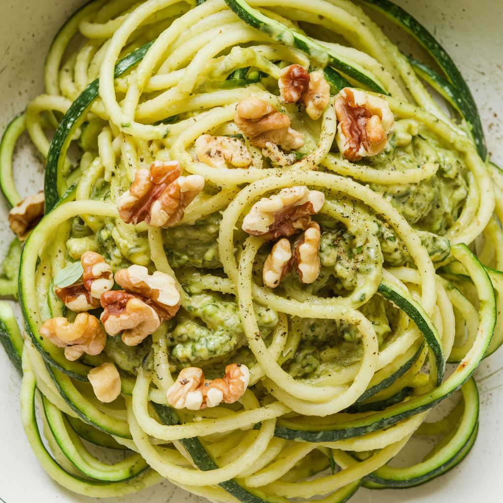 Espaguete de Abobrinha ao Pesto Vegano e Low Carb