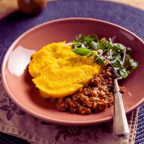 Escondidinho Vegano de Abóbora com Lentilha