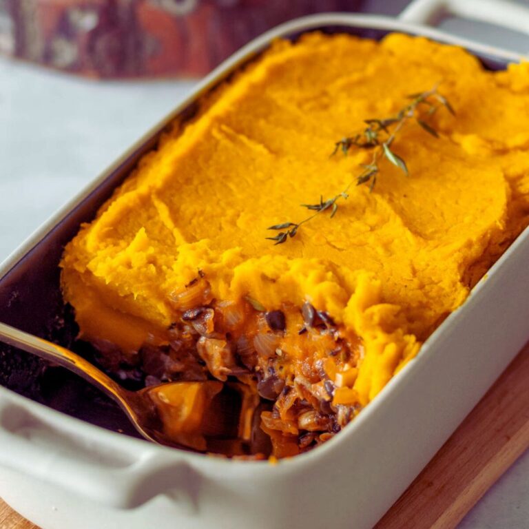 Escondidinho de Lentilha com Purê de Abóbora