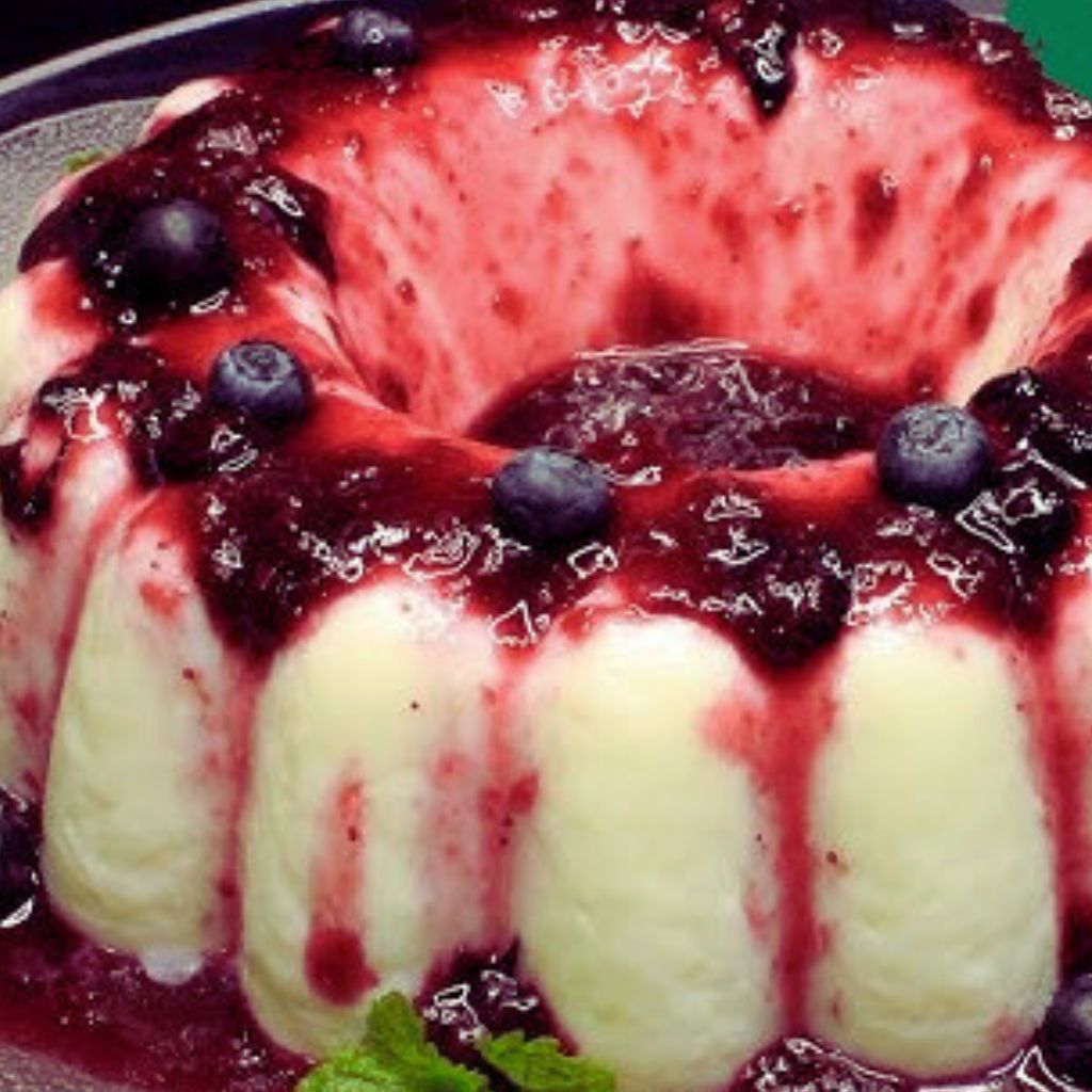 Manjar Vegano com Calda de Frutas Vermelhas