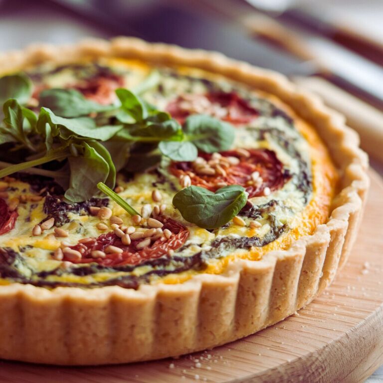 Quiche Vegano de Tomate Seco e Espinafre