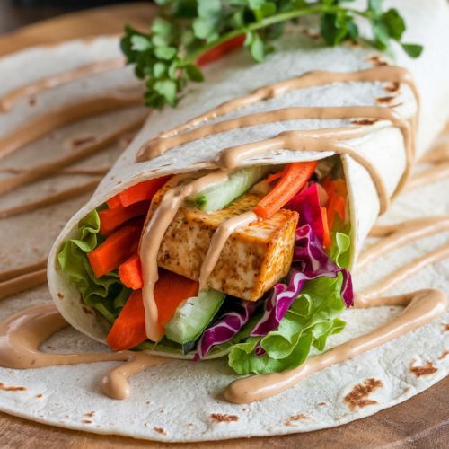 Wraps Veganos de Tofu e Vegetais